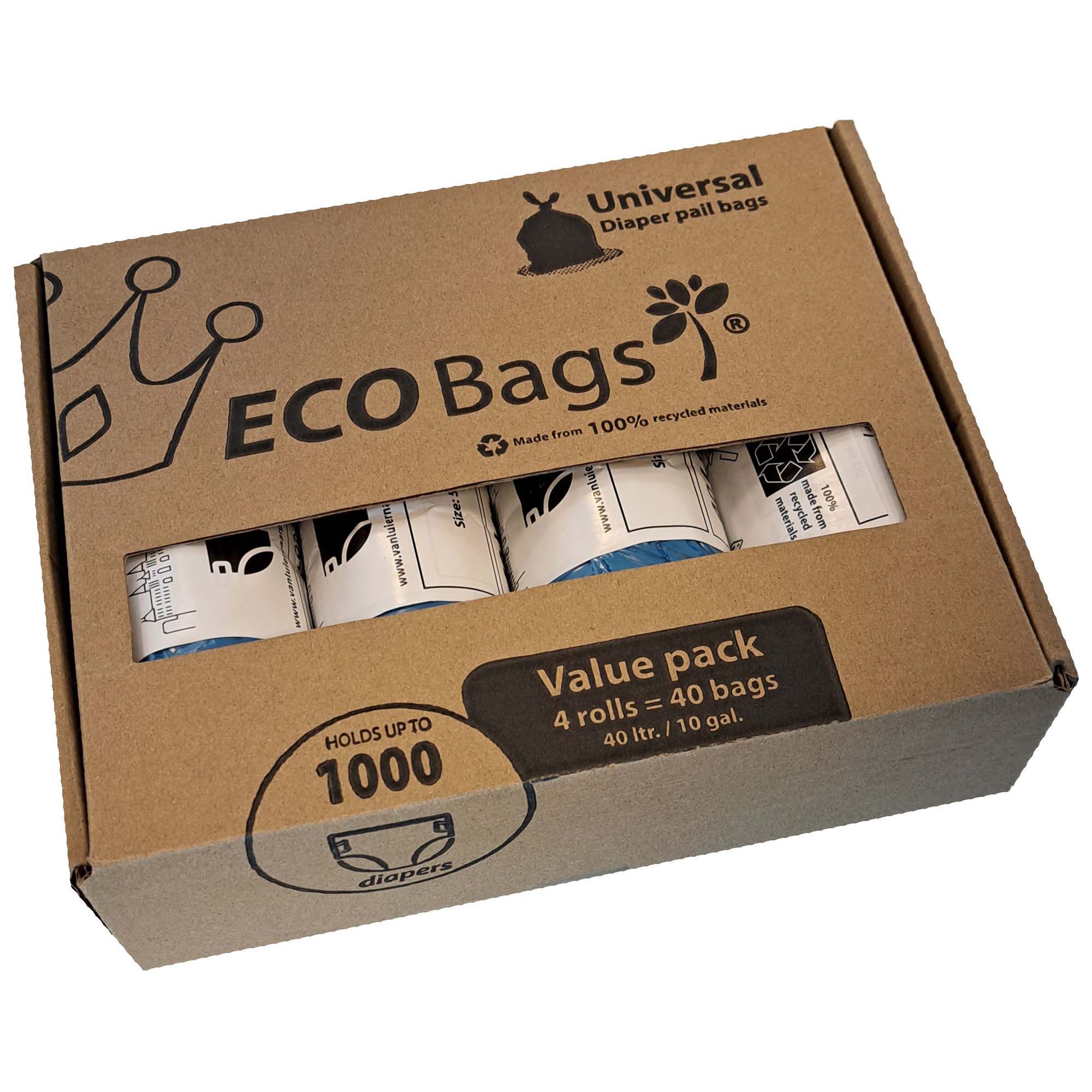 DiaperChamp luieremmer Eco bags 40l 4-pack blauw