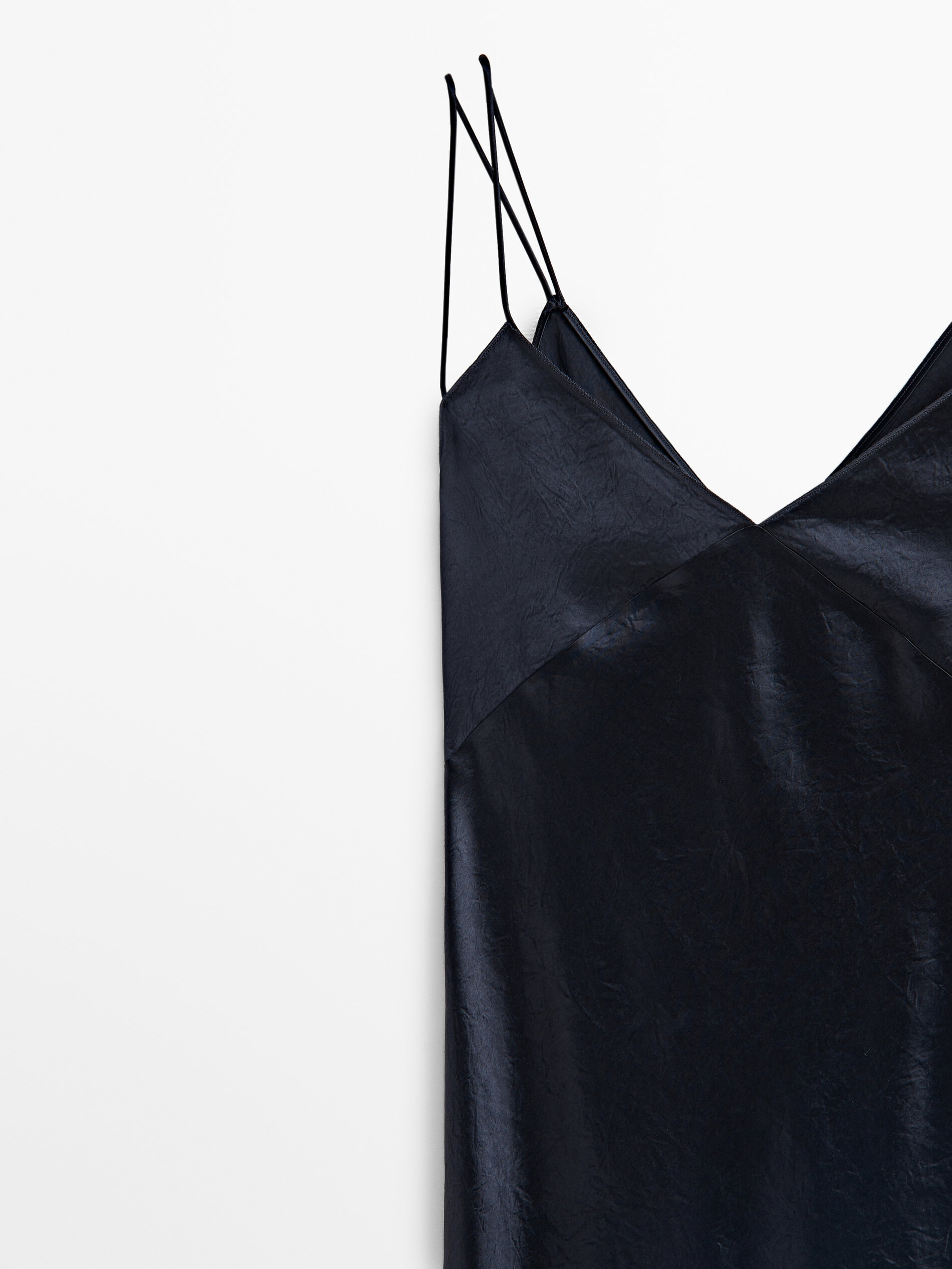Vestido de cetim estilo camisola - Azul escuro