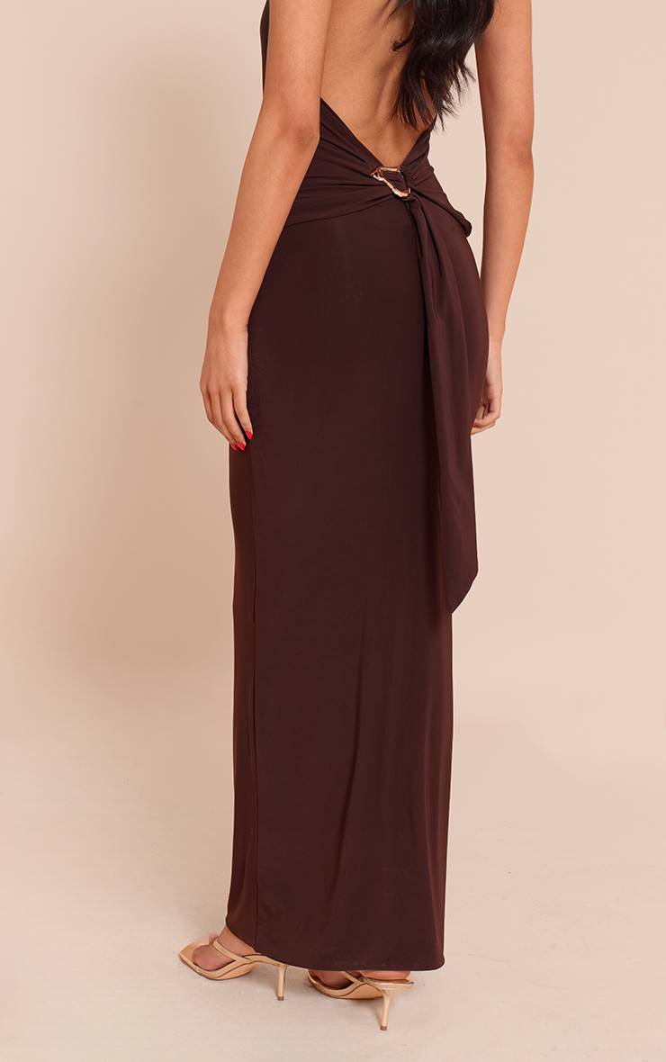 Chocolat Jupe Maxi Taille Mi-haute Sculptante Mate Pour Grandes Tailles