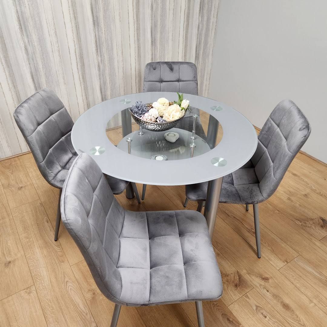 fairmont park Modern Breakfast Nook Set Glass Dining Table