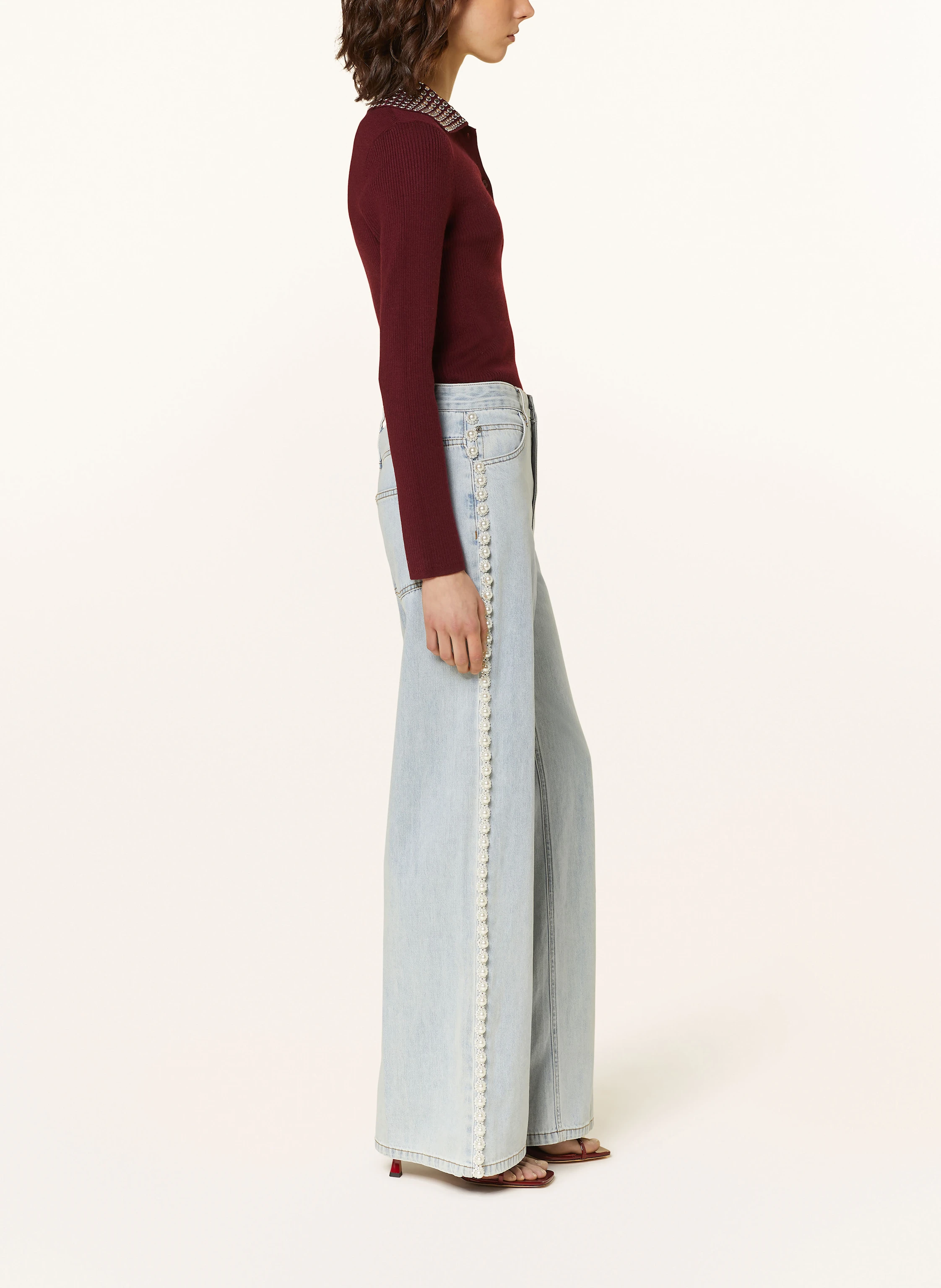 SANDRO Straight Jeans mit Schmucksteinen