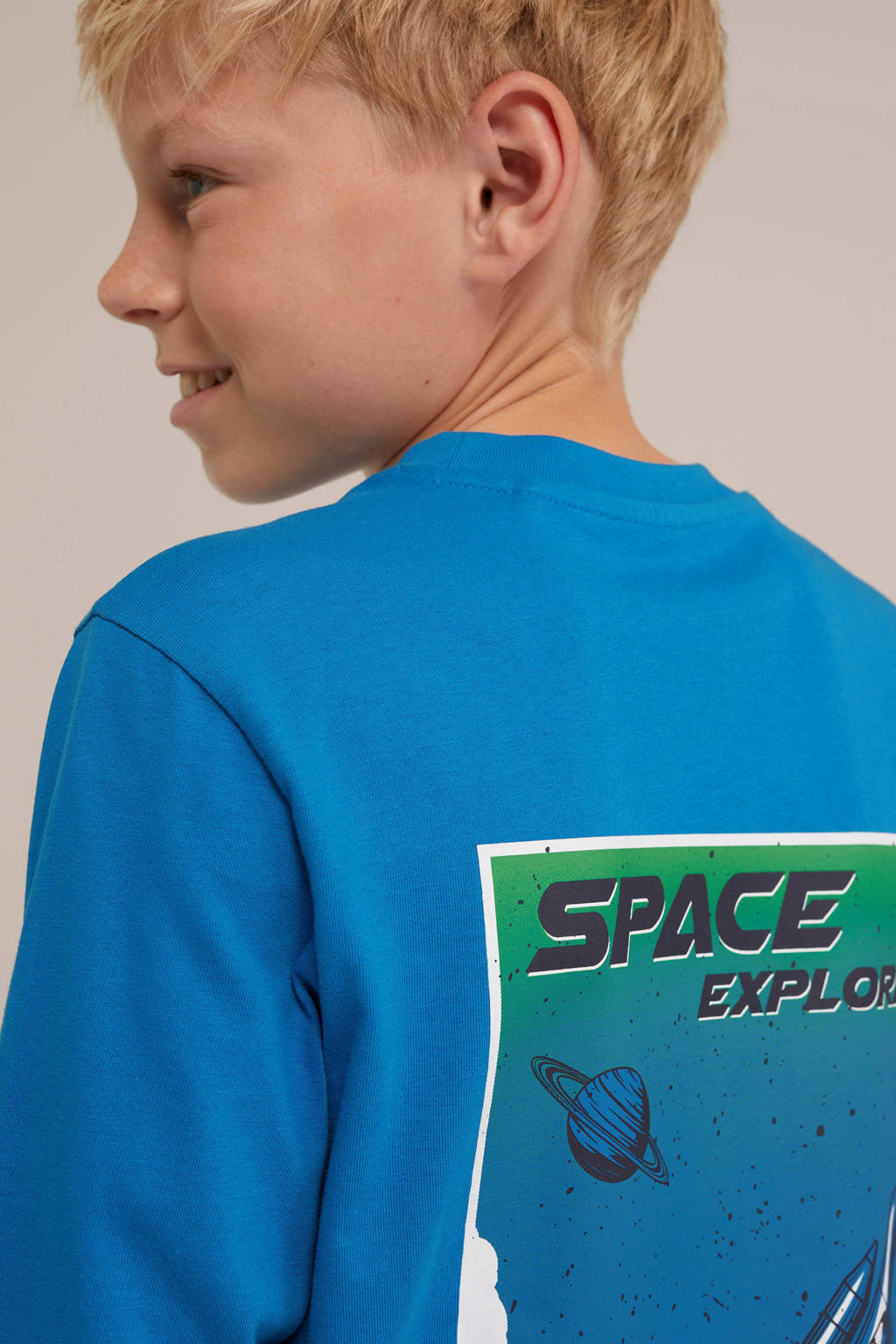 WE Fashion longsleeve met backprint blauw