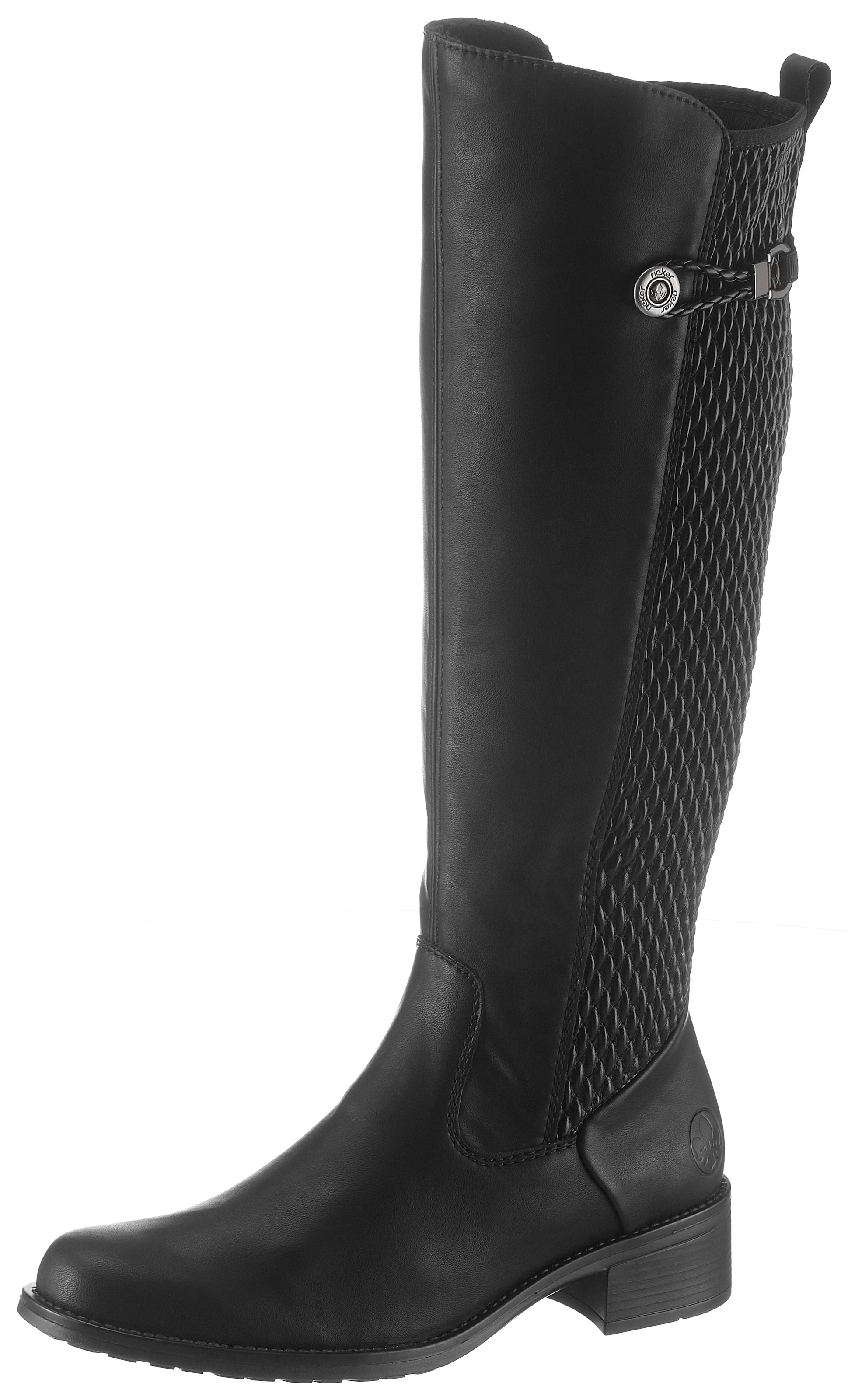Rieker Stiefel  , Langschaftstiefel, Blockabsatz, Stretch, mit Schnallenverzierung