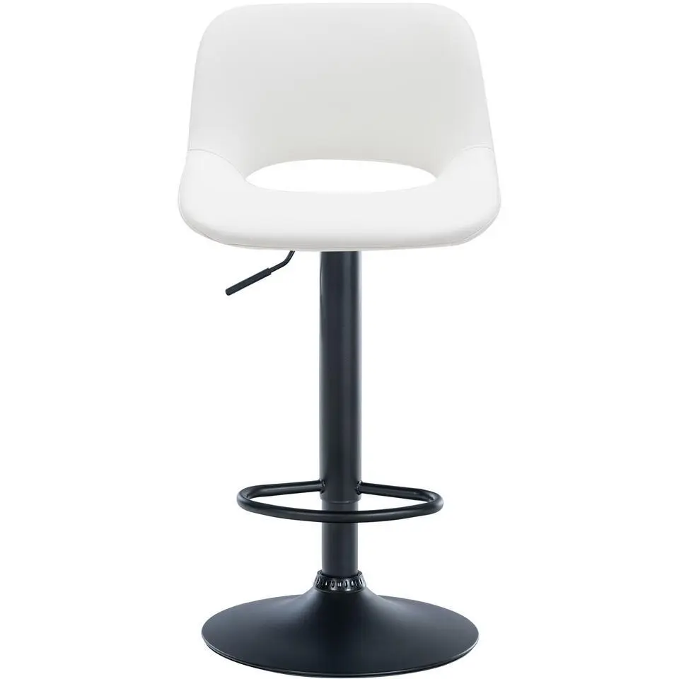 CLP Set van 2 Barkruk Camden mat zwart Frame - Kunstleer - wit