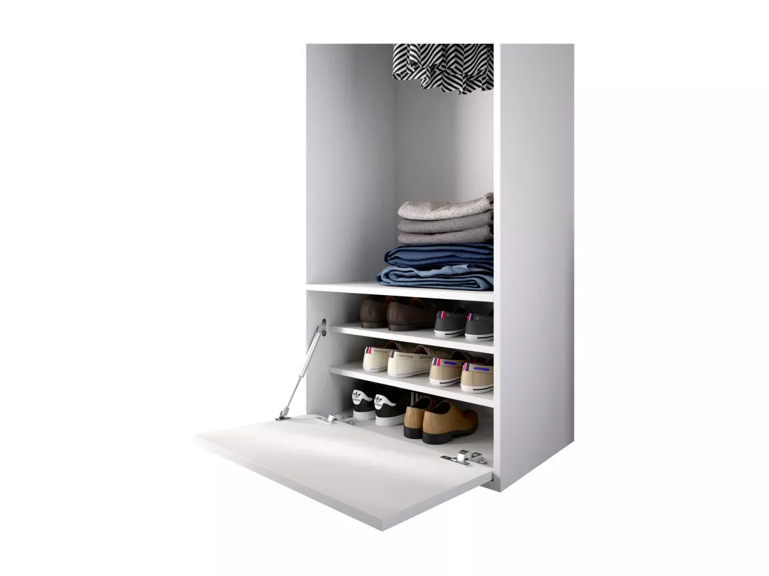 Grande Garde-robe Dki, Meubles de chambre, Penderie de plain-pied, Placard à vêtements, 60x45 h205 cm, Blanc et Chêne clair