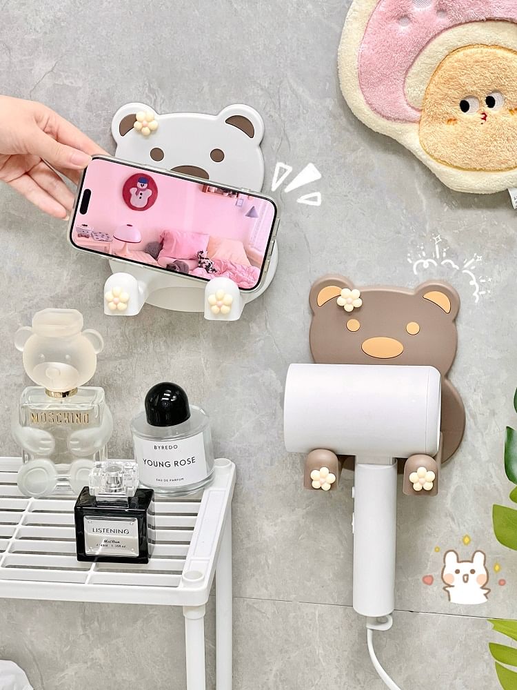 Yunikon - Bear Plastic Föhnhouder / Kleefpad / Set
