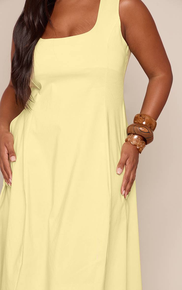 Citron Robe Longue Grande Taille Sans Manches À Encolure Carrée