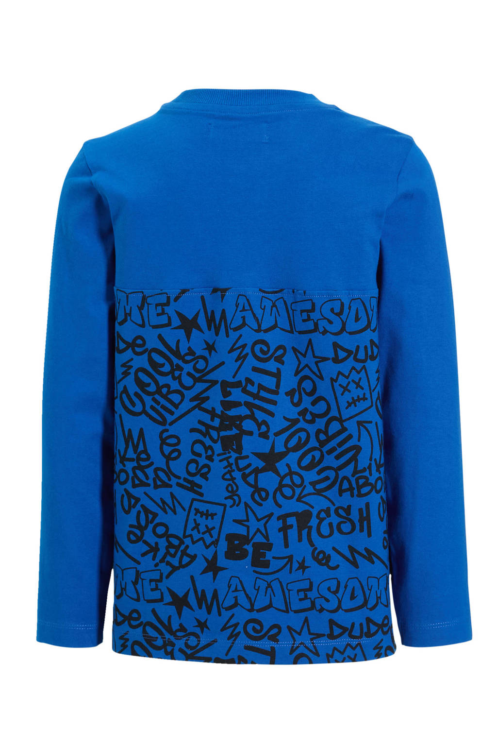 Orange Stars longsleeve Ray met printopdruk blauw