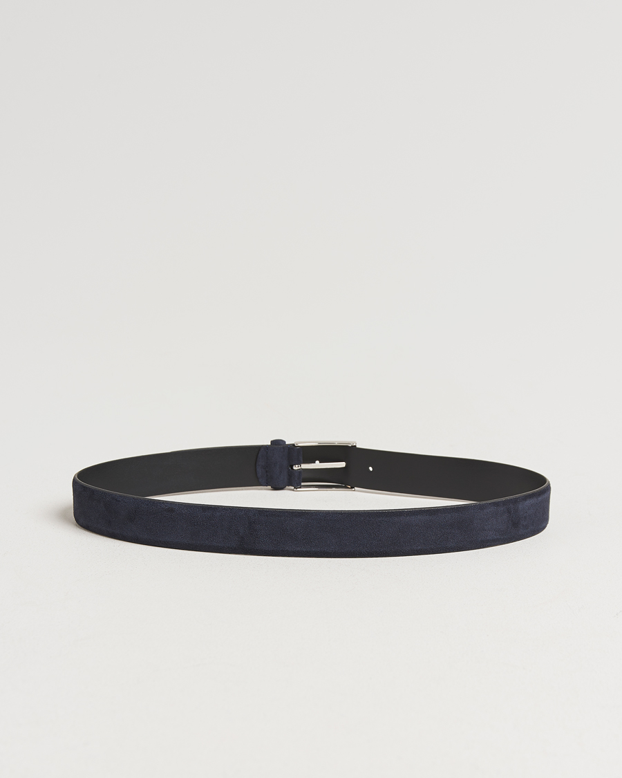 Anderson's Calf Suede 3,5 cm Belt Navy