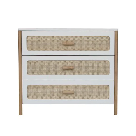 Océania commode 3 tiroirs tressage rotin   Neige        de               Théo