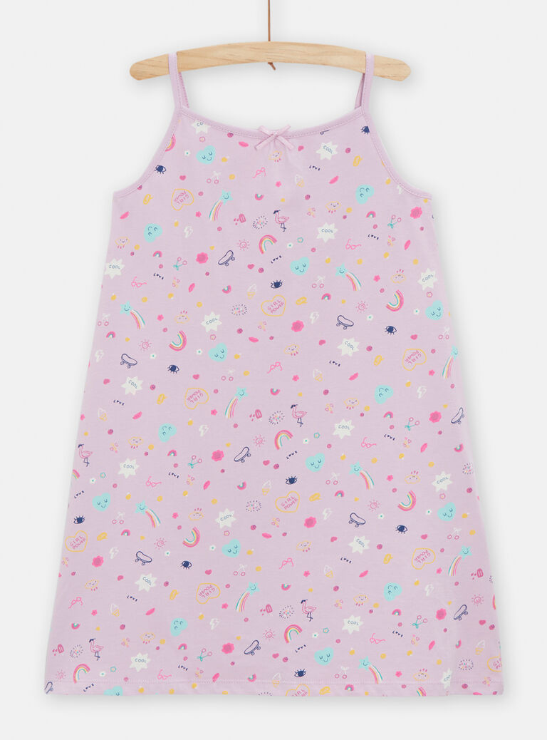 Chemise de nuit violette à bretelles pour fille