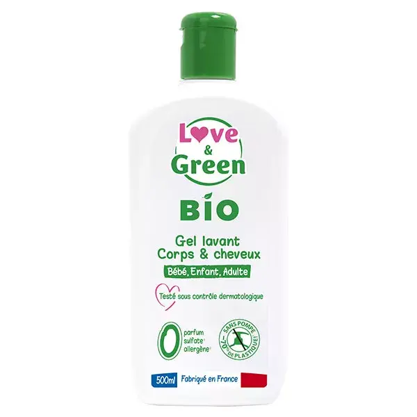 Sabonete líquido orgânico para corpo e cabelo Love & Green 500ml