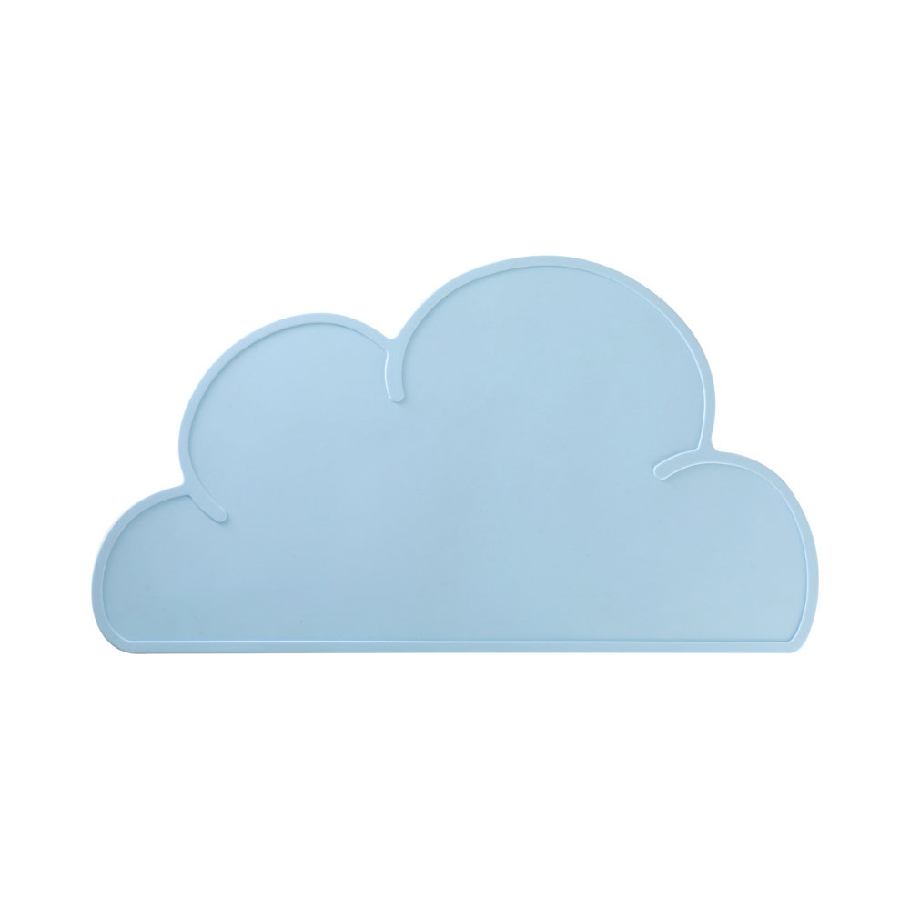 (480x270x21mm) Rutschfeste Kinder Silikon Tischunterlage Platzdeckchen Untersetzer Abwaschbar im Wolken Design - Hellblau