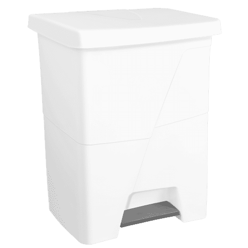 Poubelle plastique à pédale 45L blanc  Tampel