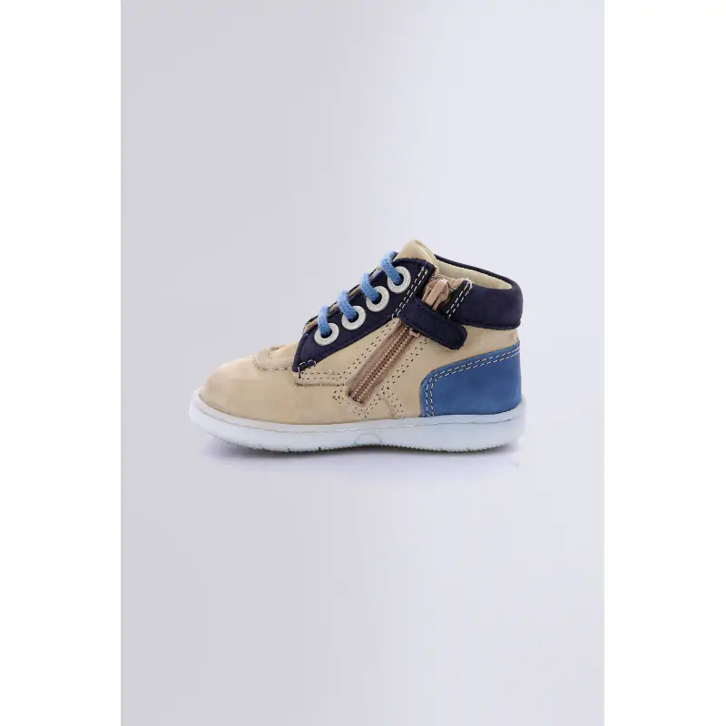 Kickiconic Beige marine bleu BOTTILLONS Cuir Mixte