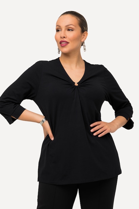 Shirt, Zierring, Classic, V-Ausschnitt, 3/4-Arm