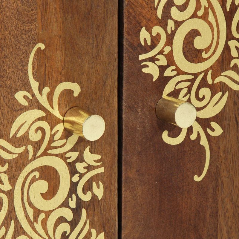 Dressoir - Honingbruin - Massief Acaciahout - Bloemenmotief