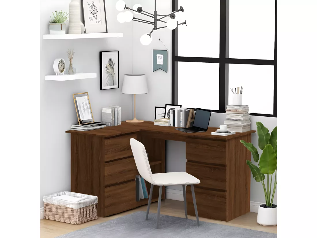 Bureau d'angle Chêne marron 145x100x76 cm Bois d'ingénierie