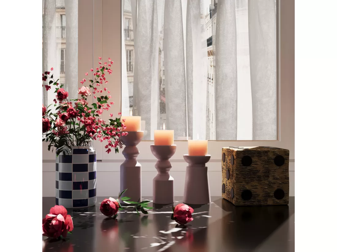 BOSTON - Set de 3 bougeoirs bois design