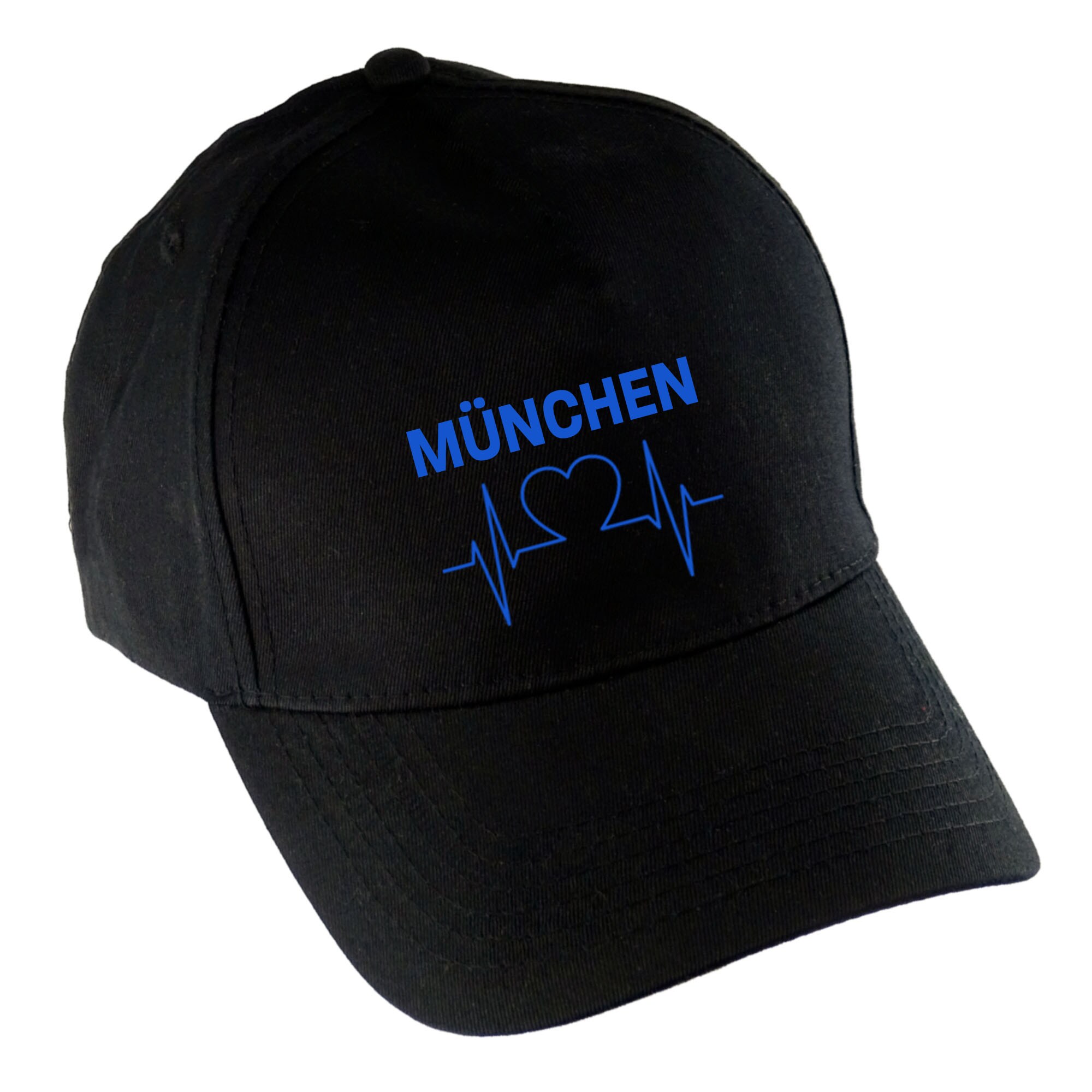 multifanshop® Baseballcap - München blau - Herzschlag - Druck blau
