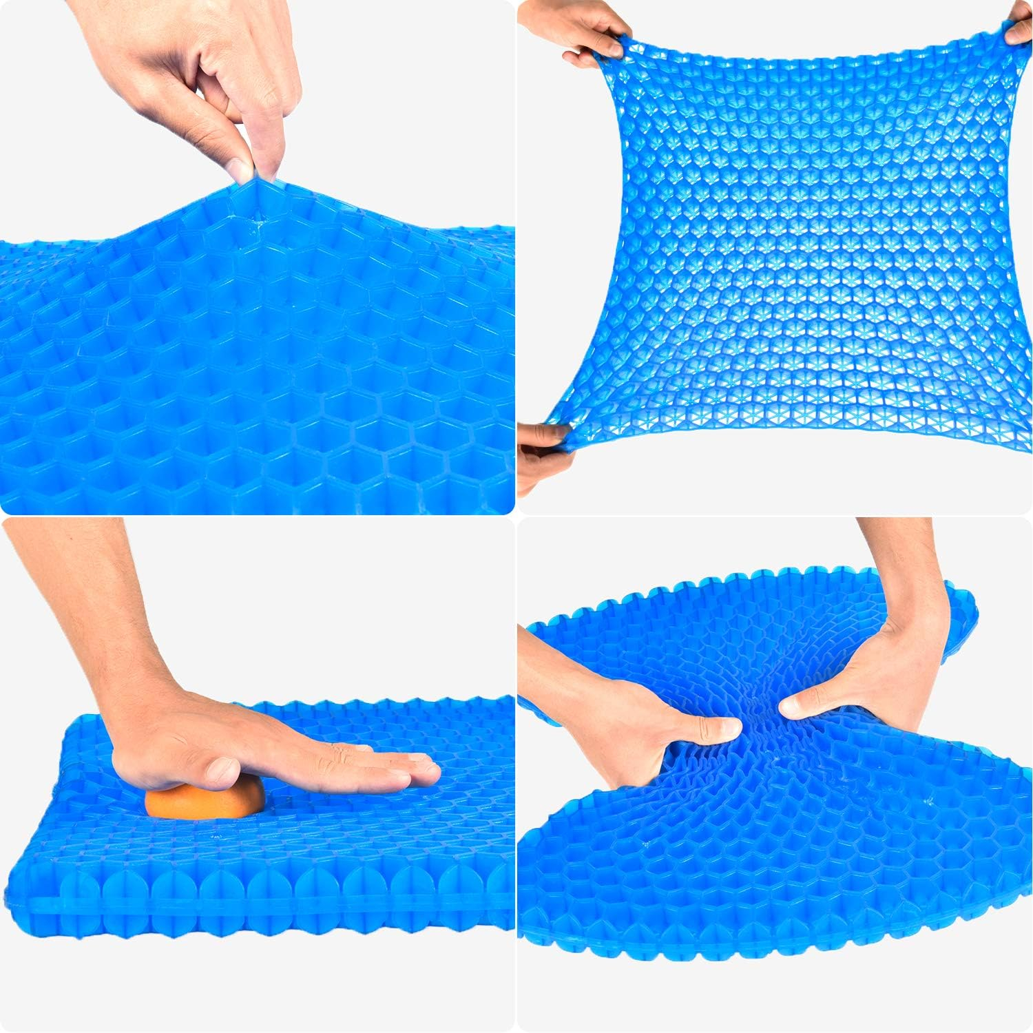 (39x34cm) Gel Waben Sitzkissen Atmungsaktives Kissen Sitzauflage für Auto / Büro / Esszimmer - Schwarz