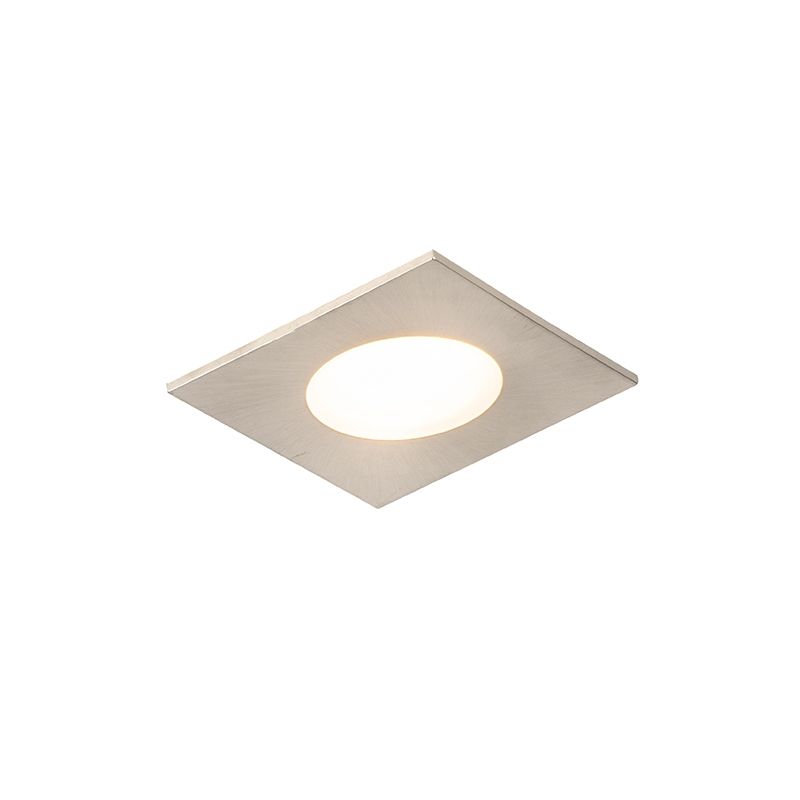 Moderne inbouwspot vierkant staal incl. LED IP65 - Simply
