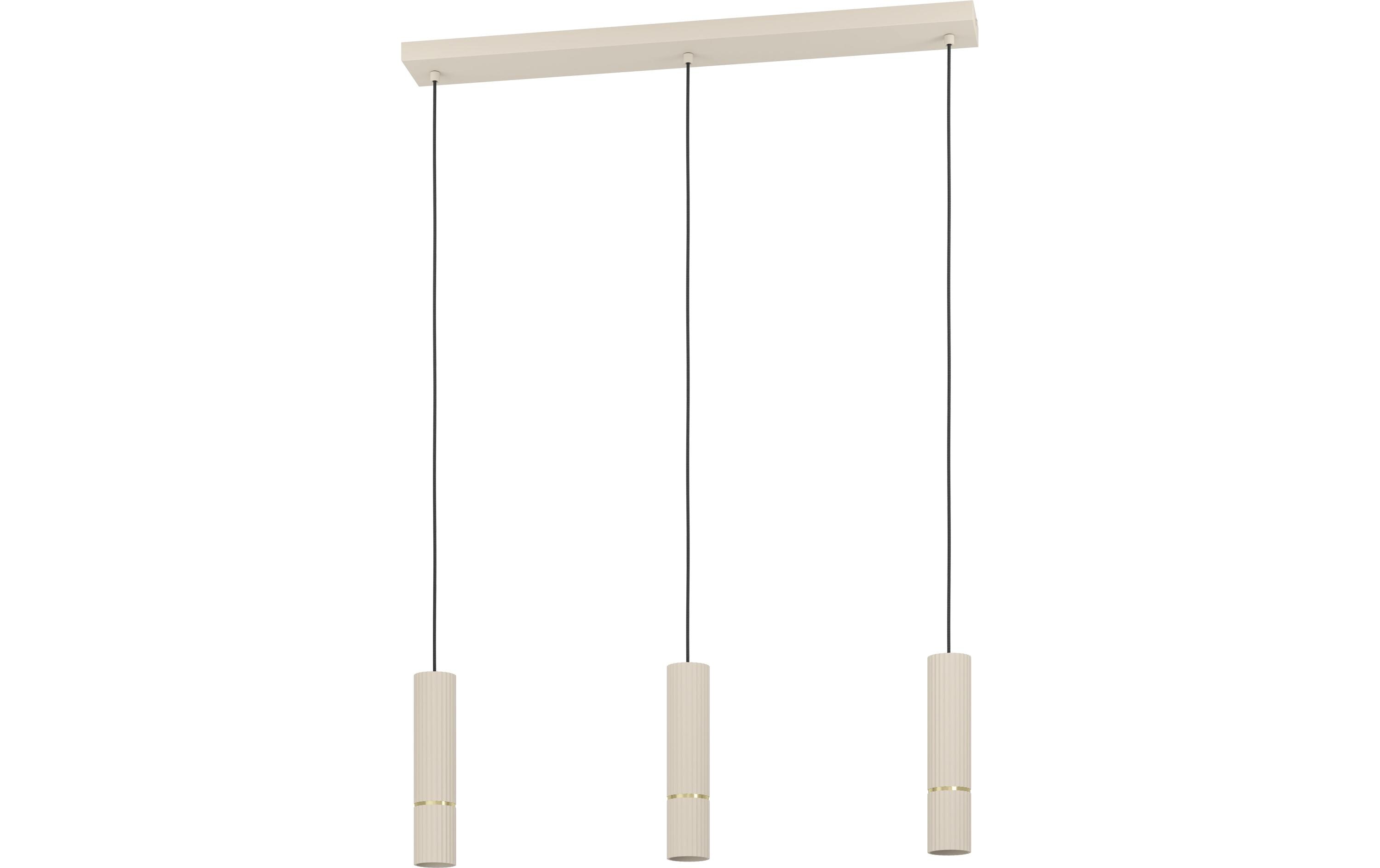 Pendelleuchte CAMINIA GU10 3 x 4.7W<br>Moderne Hängeleuchte mit sandfarbener Oberfläche und Messingdetails