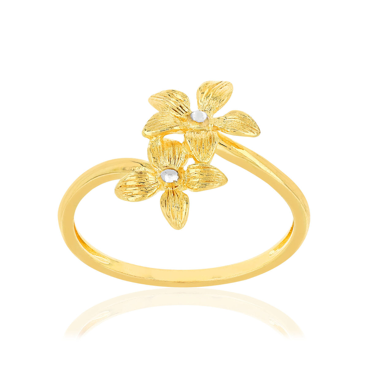 Bague or 375 jaune fleurs