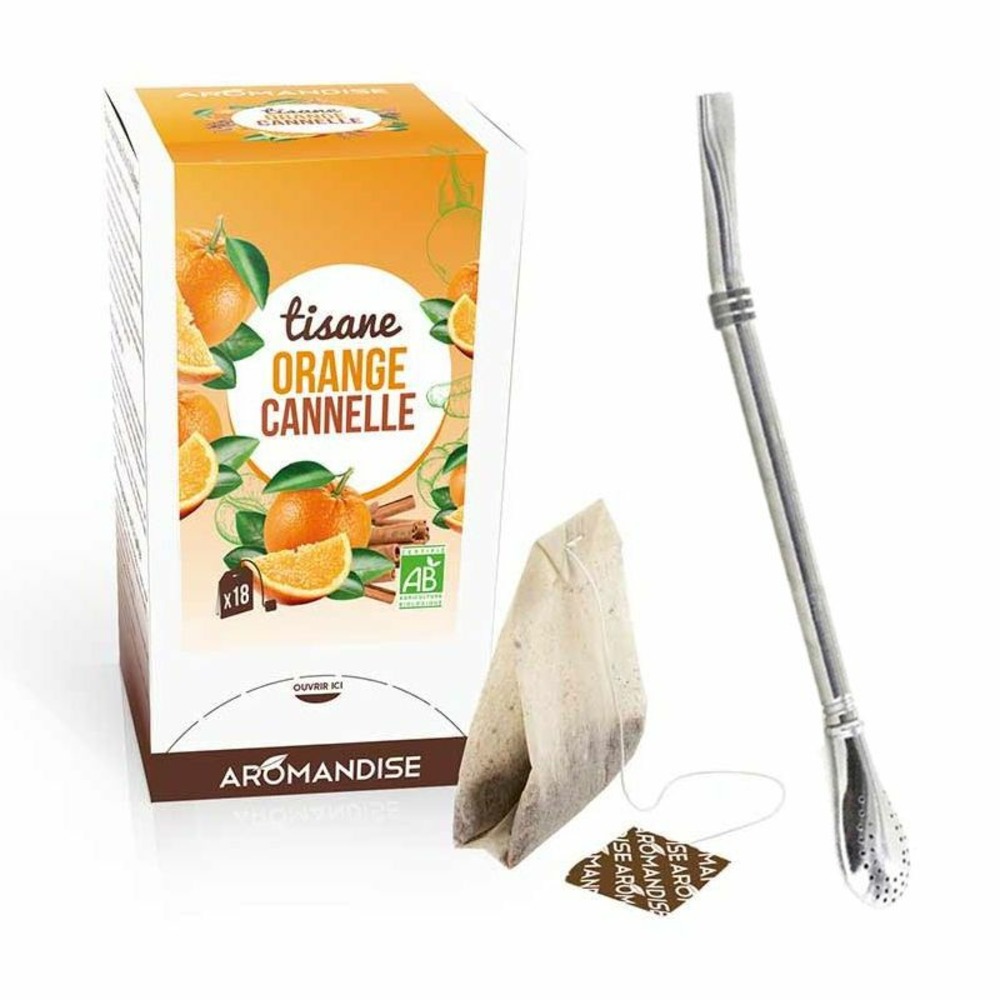 Tisane orange et cannelle bio 20 sachets + paille inox avec filtre
