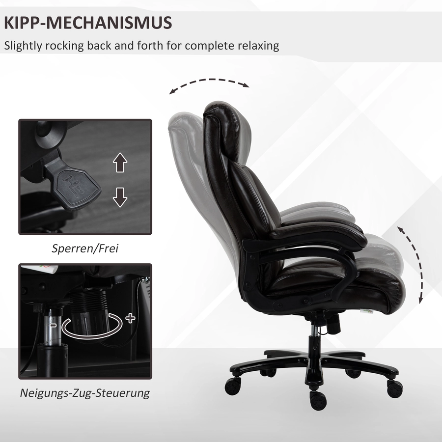 Vinsetto Bürostuhl ergonomisch geformt, high-end gaslift Braun