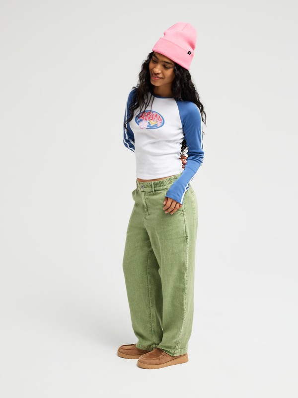 Break My Soul Pantalon à taille élastique Vert Femme