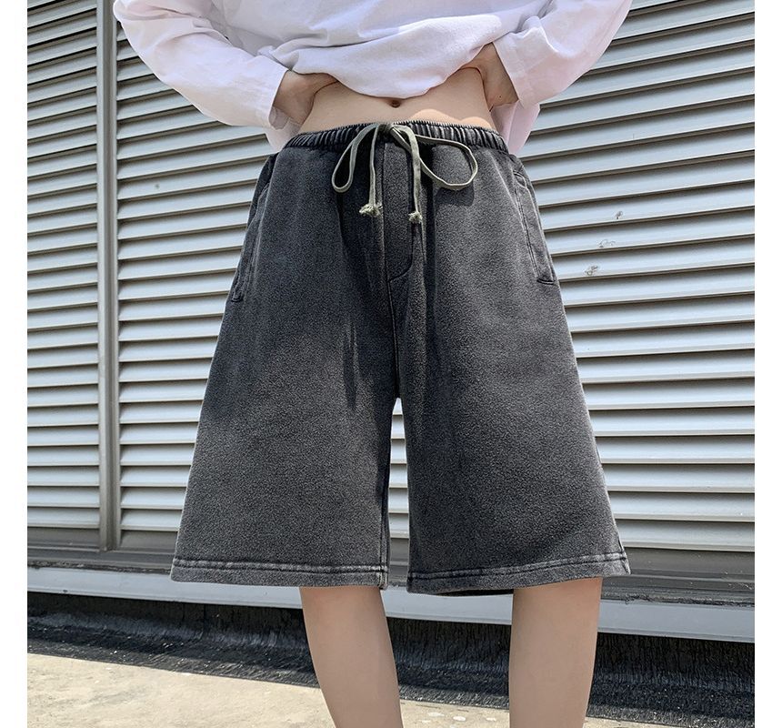 Urtishia - Denim shorts met wijde pijpen en trekkoord
