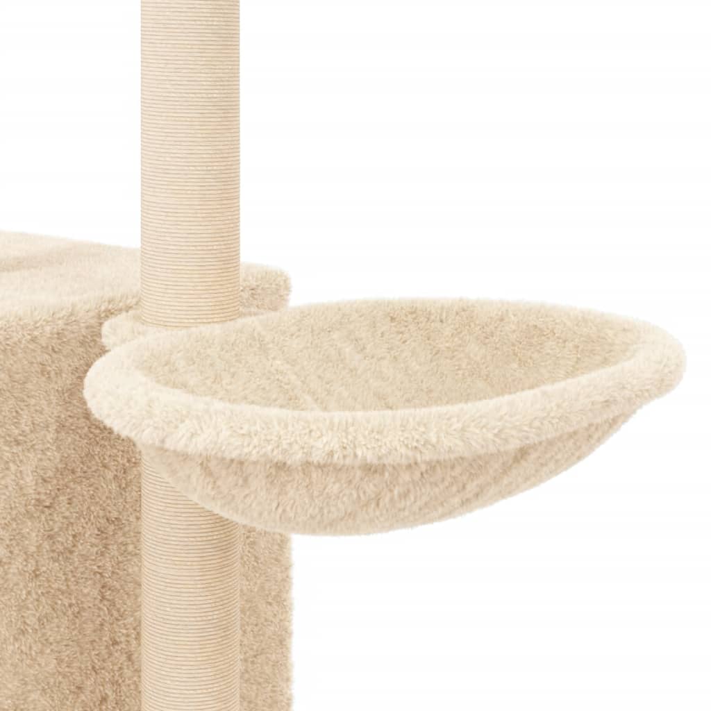 Arbre à chat avec griffoirs en sisal crème 145 cm