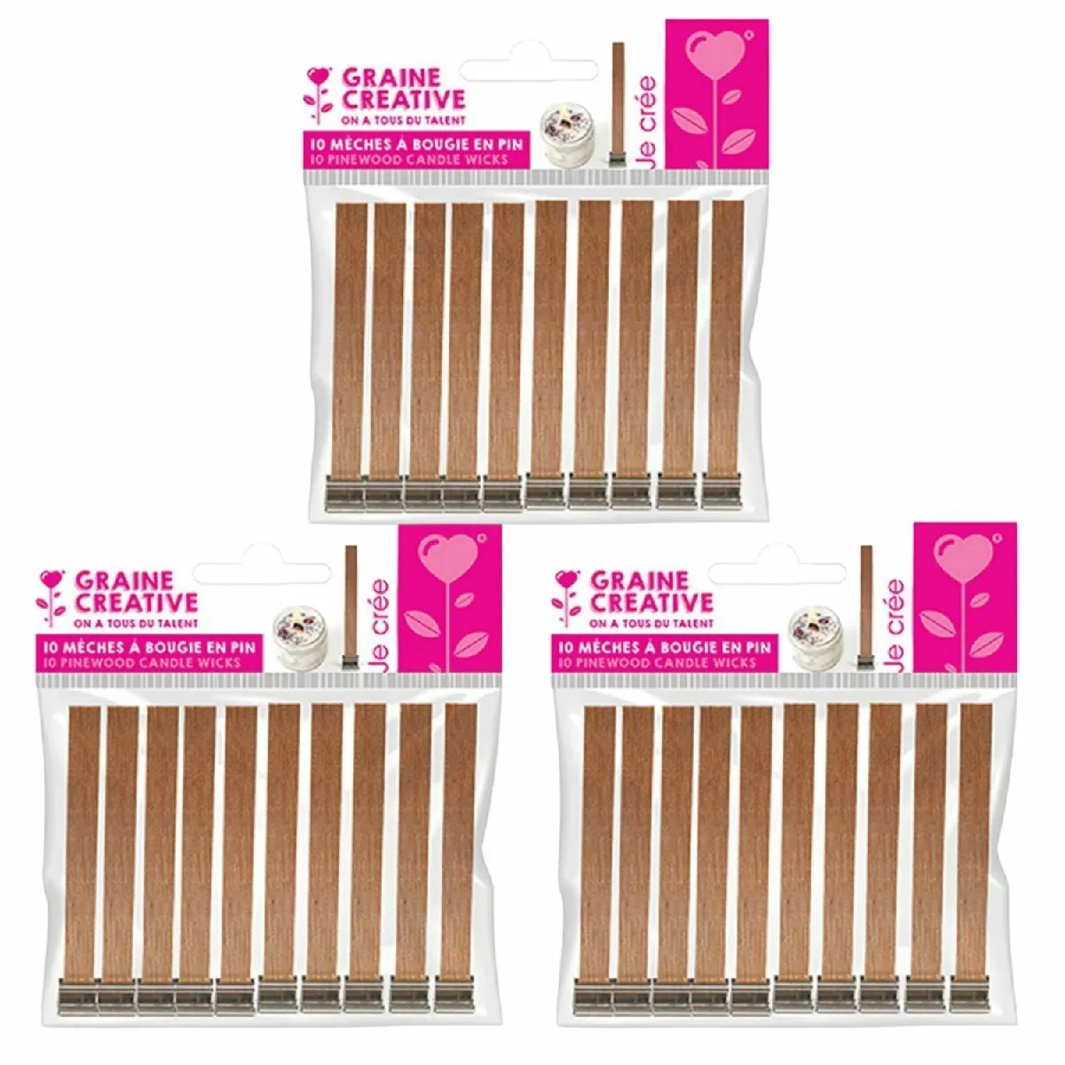 Graines Créatives Mèches Bougies en Pin
