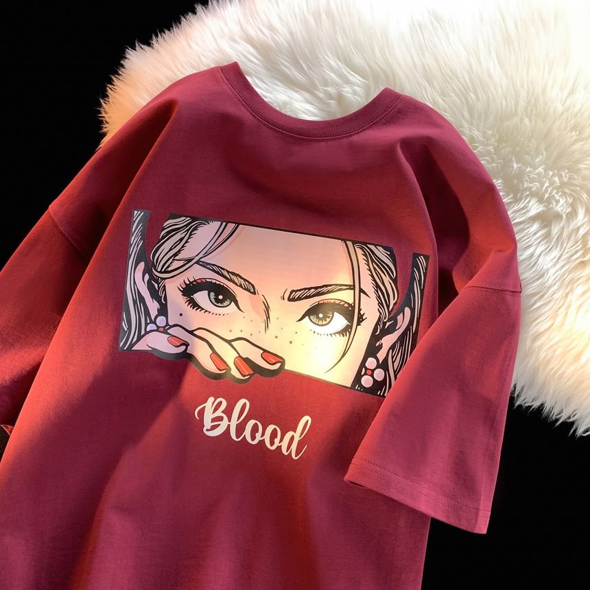 BEAUGALL - T-shirt met ronde hals en elleboogmouwen