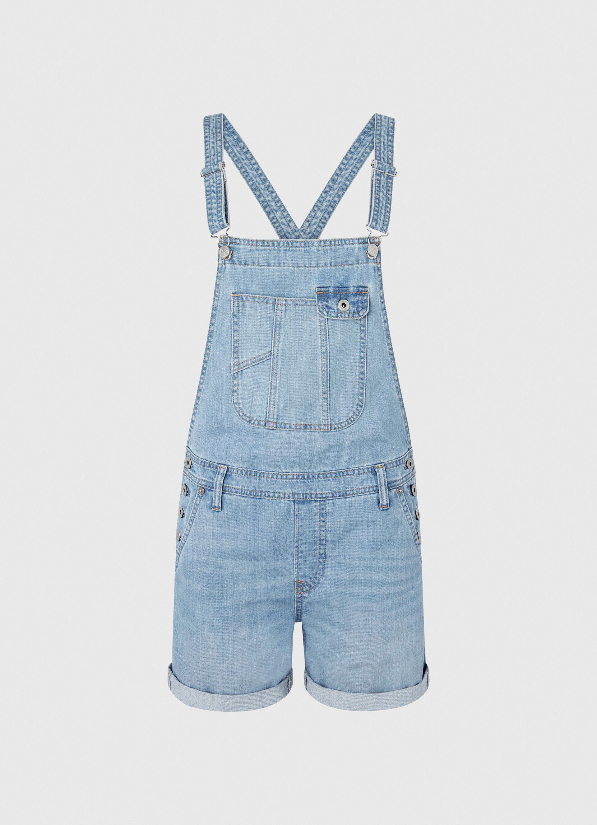 MACACÃO CURTO DE ALGODÃO JEANS - jeans