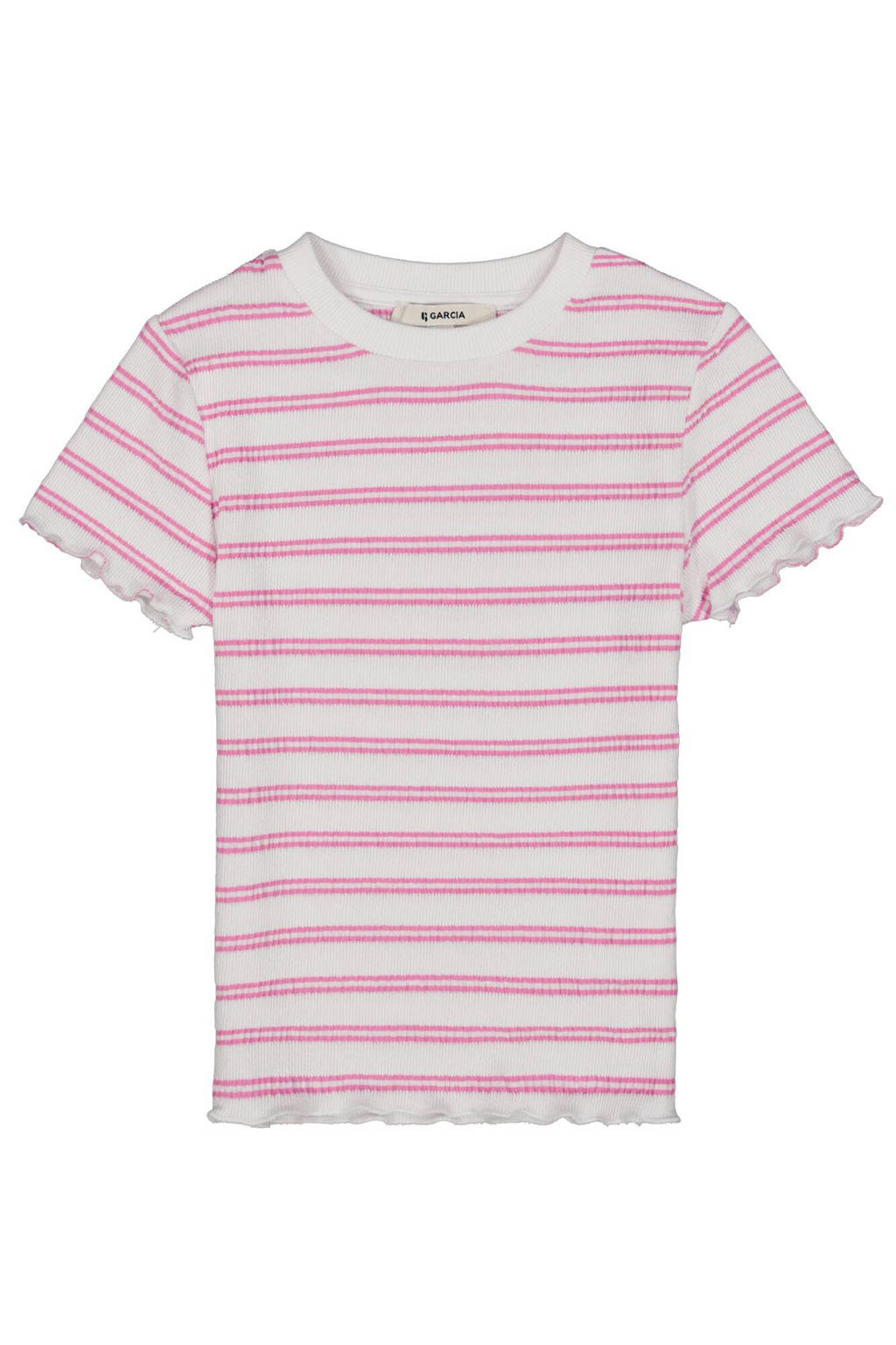 Garcia gestreept T-shirt wit/roze