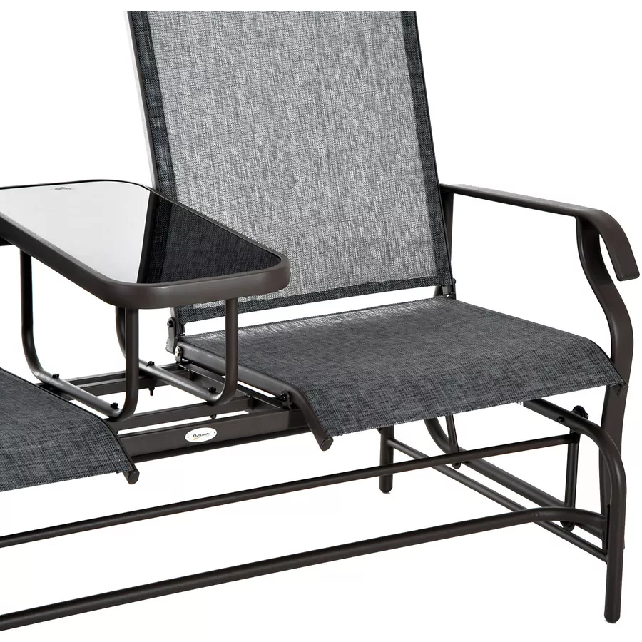 Outsunny Gartenbank mit Tisch grau, braun