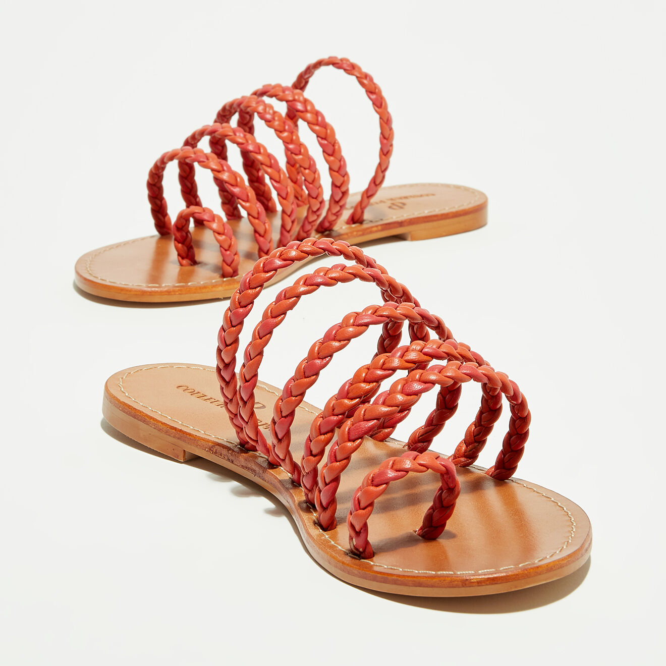 Couleur Pourpre Mules en Cuir Tia orange