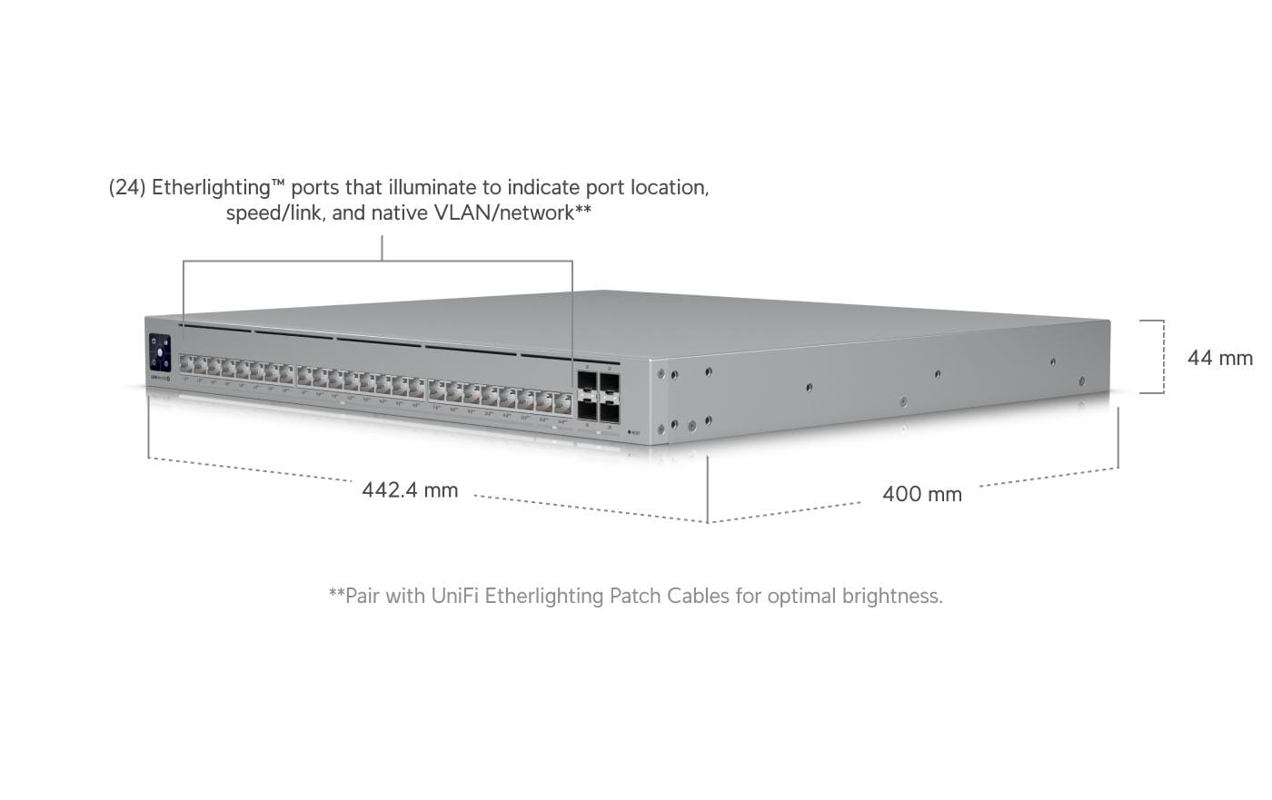 PoE Switch UniFi USW-Pro-HD-24-PoE 28 Port<br>Professioneller Layer-3-Etherlighting-Switch mit (2) 10 GbE PoE++, (22) 2,5 GbE PoE++ und (4) 10G SFP+-Ports