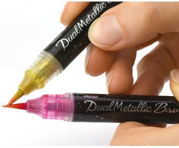 Pentel - XGFH-DFX - Penseelstift - Oranje/Metallic-Geel - 1 stuk