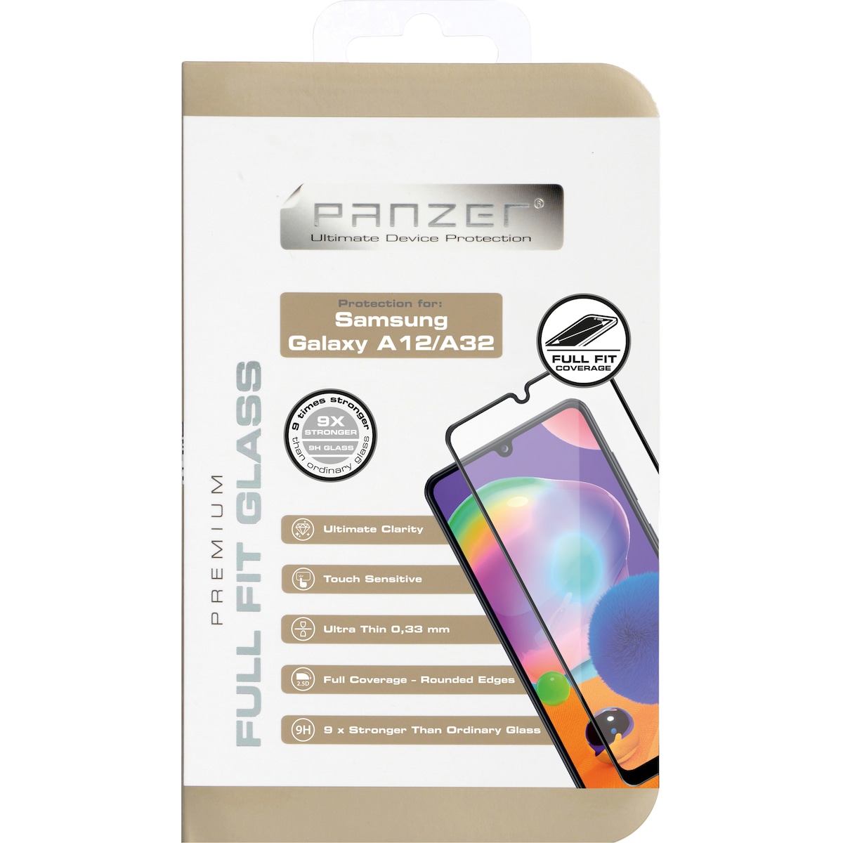 Panzer Full-Fit Samsung Galaxy A12/A13/A32/A04s skjermbeskytter (sort)