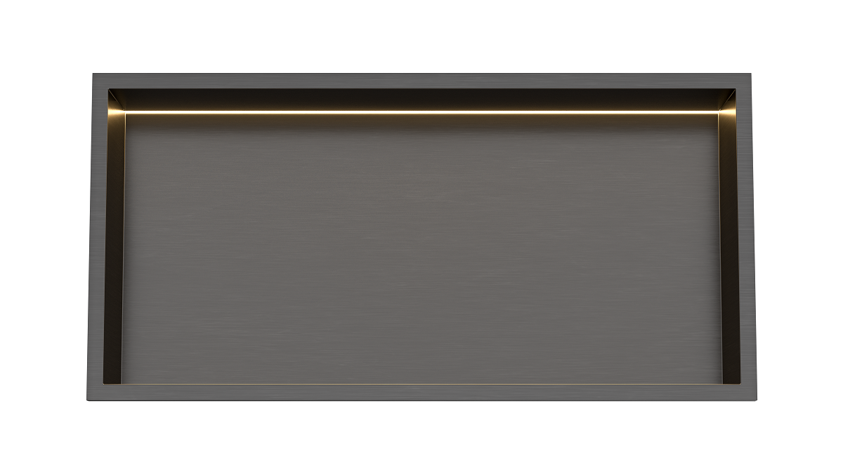 Saniclear Lucio inbouwnis met LED verlichting 60x30cm verouderd ijzer - gunmetal