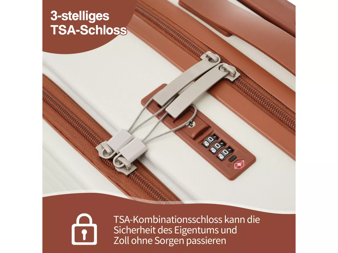 Bagage à main de 3 pièces 20&24&28 pouces– Front-Öffnungs-Design - ABS-Material - Serrure TSA - 360°Rollen-blanc