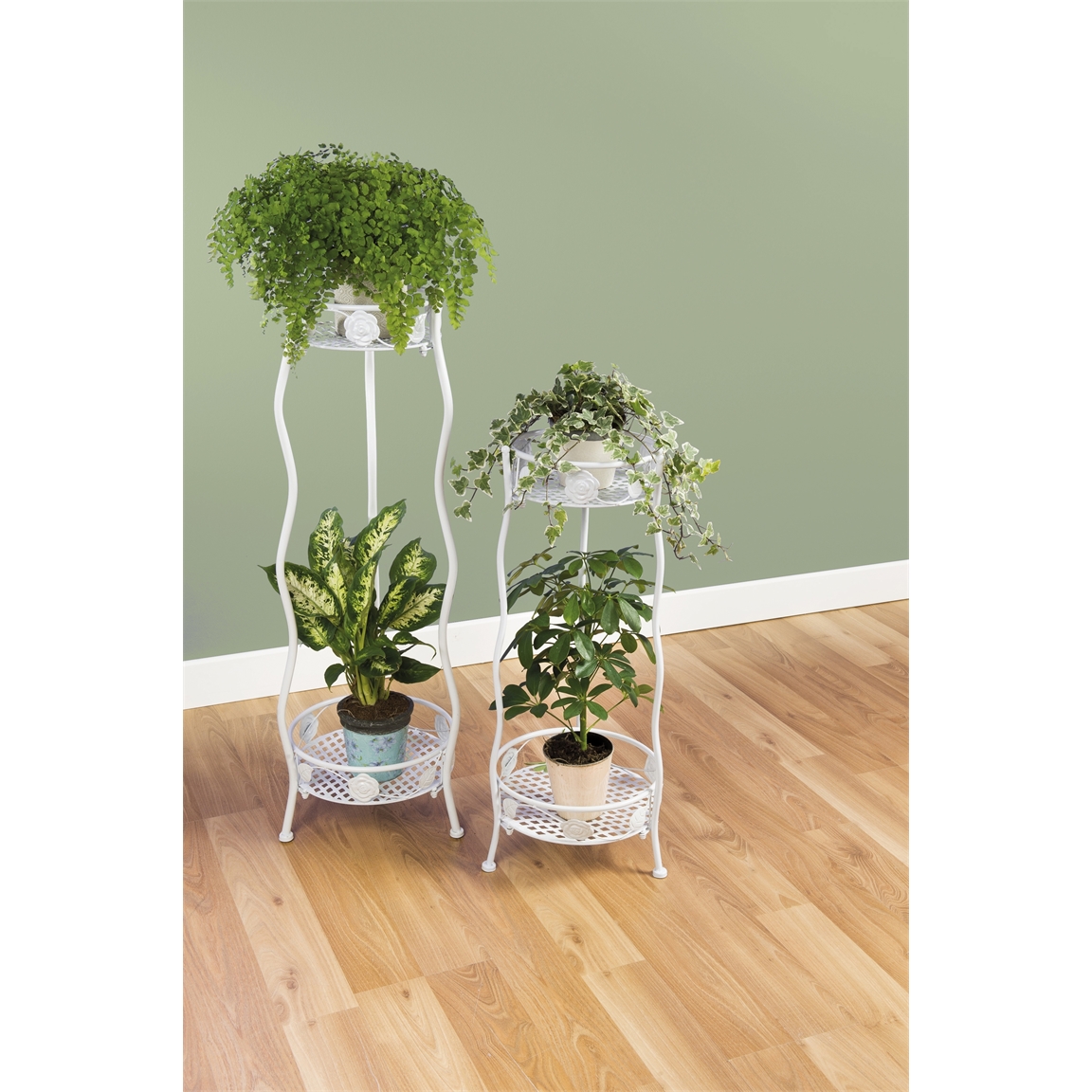 Support piédestal blanc pour plante