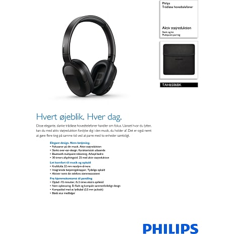Philips TAH6506bk trådløse over-ear hovedtelefoner