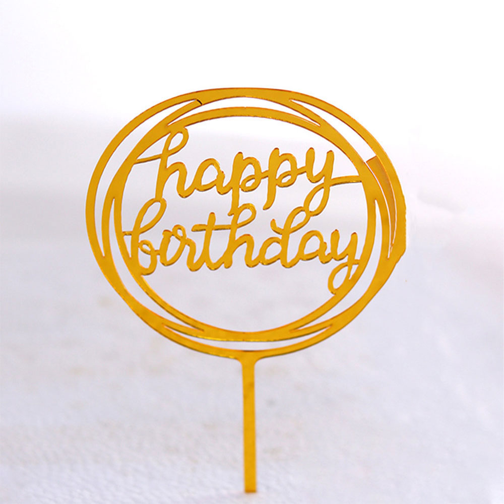 Kuchenstecker Happy Birthday Rund Acryl Tortenstecker Topper Dekoration für Torten / Kuchen - Gold