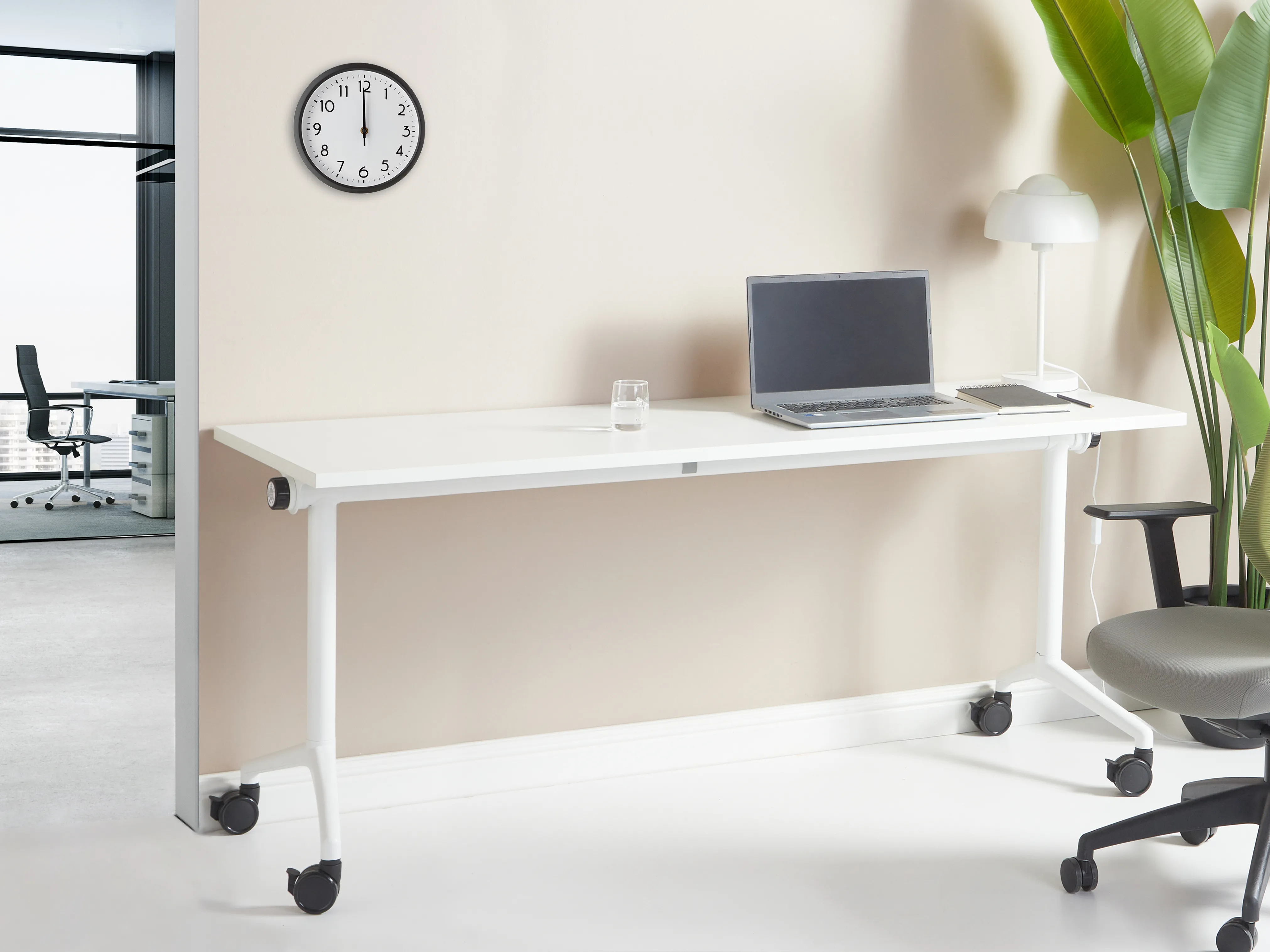 Inklapbaar bureau CAVI Wit 180 cm 60 cm met wielen