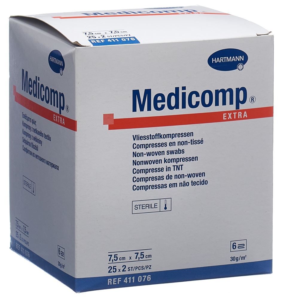 Medicomp Extra 6 fach S30 7.5x7.5cm steril 2 Stk