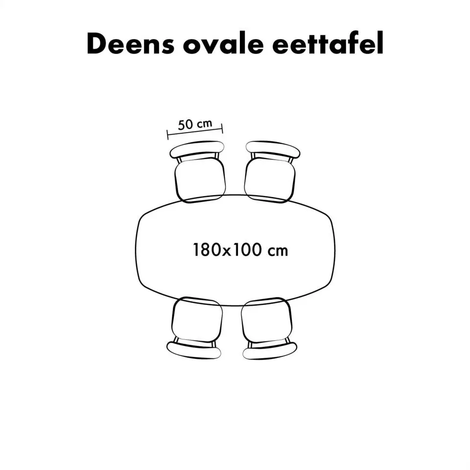 Lewis & Loft Eettafel Luna – Deens ovaal – 180x100 cm – Naturel